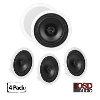 OSD Audio ICE800 in-Ceiling/in-Wall Speaker 960W Home Theater 4-Speaker Package 8" Woofer w/PEI Pivoting Dome Tweeter Paintable Snap-in Grill