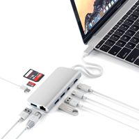 Satechi Aluminum Type-C Multimedia Adapter with 4K HDMI, Mini DP, USB-C PD, Gigabit Ethernet, USB 3.0, Micro/SD Card Slots - Compatible with 2016/2017/2018 MacBook Pro and More (Silver)