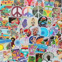 100 PCS Hippie Stickers Hippie Style Young Pop Stickers Suitcase Stickers Vinyl Decals for Car Bumper Helmet Luggage Laptop Water Bottle (Hippie)