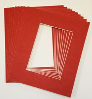 Pack of 10 RED 11x14 Picture Mats Matting with White Core Bevel Cut for 8x10 Pictures