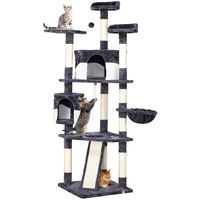 Yaheetech 79in Multi-Level Cat Trees with Sisal-Covered Scratching Posts, Plush Perches and Condo for Kittens, Cats and Pets - Gray and White