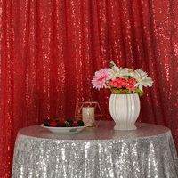 Eternal Beauty Wine Red Sequin Wedding Backdrop Photography Background Party Curtain, 4Ft X 7Ft