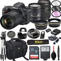 Nikon D750 DSLR Camera with 24-120mm VR + Tamron 70-300mm + 32GB Card, Tripod, Flash, and More (21pc Bundle)