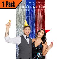 GiftExpress Foil Fringe Curtain (1, Red Silver Blue)