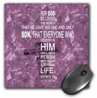 3dRose LLC 8 X 8 X 0.25 Inches John 3 16 Bible Verse in The Form of a Cross Reflected on Rose Colored Granite Print Mouse Pad (mp_29091_1)