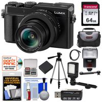 Panasonic Lumix DC-LX100 II 4K Wi-Fi Digital Camera with 64GB Card + Battery + LED Light & Flash + Tripod + Case + Kit