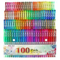 100 Color Glitter Gel Pen Set, 30% More Ink Neon Glitter Coloring Pens Art Marker for Adult Coloring Books Bullet Journaling Crafting Doodling Drawing