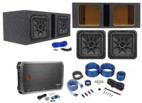 (2) KICKER 45L7R104 10" 2000w L7R Subwoofers Solo-Baric Subs+Box+Amplifier+Wires