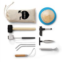 Coconut Opener Set for Young Coconut Opener Kit by FANATU - Premium Food Safe Stainless Steel Coconut Opener Tool & Hammer - Coconut Meat Remover & Straws & Brush & Silicone Mat - ALL IN ONE Carry Bag