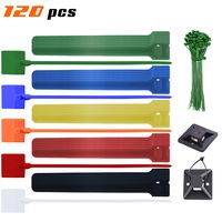 XIHUII Cable Ties Set - Cable Tie Mounts, Label Tag Cable Ties, Green Zip Ties and Reusable Fastening Wire Organizer Cord Rope Holder - 120 Count