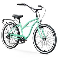 sixthreezero Around The Block Women's 7-Speed Beach Cruiser Bicycle, 26" Wheels, Mint Green with Black Seat and Grips