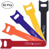 50 Pack 4 Inches Hook and Loop Cable Ties, Self-gripping Fastening Cord Strap by Wisdompro - Reusable, Durable Functional Ties to Keep Your Home, Office, Workspace from Tangled Messes of Cords