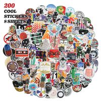 200 Pcs Flyzoo Cool Stickers Pack, Random Waterproof Vinyl Water Bottles Stickers, Skins Decals Mini Design for Hydro Flask Laptop Phone Case Tumbler Guitar Cup Bike Skateboard Helmet Luggage