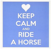 3dRose Keep Calm and Ride A Horse Blue and White Equestrian Horse Lover, Greeting Cards, Set of 6 (gc_171903_1)