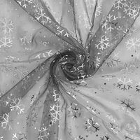 Deconovo Decorative Organza Sheer Tablecloth DIY Christmas Tree Skirt Fabric Glittering Shining Party Decorations Grey Snowflake Pattern 59 x118 Inch