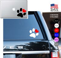 Animal lover Adopt Dog Cat Love Pet red heart PAW Vinyl Decal Sticker - Car Window, Laptop, Wall, Mac (5.5" inches, Black)