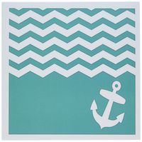 3dRose Greeting Cards, Turquoise and White Chevron with Nautical Anchor, Sailor Zigzag Pattern Waves, Teal Blue Green, Set of 6 (gc_120204_1)