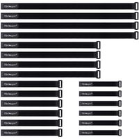 20 Pack (8 12 18 24 Inches) Hook and Loop Reusable Fastening Cable Tie Down Straps by Wisdompro - Reusable, Durable Functional Ties to Keep Your Home, Office, Workspace from Tangled Messes of Cords