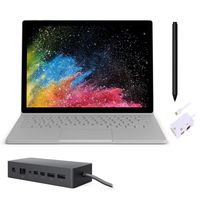 Microsoft Surface Book 2 13.5" PixelSense 3000x2000 Touch-Screen 2 in 1 Laptop, Core i5 Gen 8th, 8GB RAM, 256GB SSD, Quad-Core up to 3.6 Ghz, USB-C, Win 10 Pro w/Surface Pen, Dock, Adapter - Black