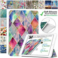 DuraSafe Cases for iPad Air 2-9.7 Inch 2014 [ A1566 A1567 ] Printed Smart Cover with Transparent Back - Diamond Grid (Soft Silicone Back)