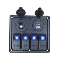 JOYHO 4 Gang Rocker Switch Panel Fuse Panels Waterproof, Dual USB Charger Port DC 12V Power Socket, 12/24V Breaker Switches, for RV Marine Car Vehicles Truck Boat, Blue Light