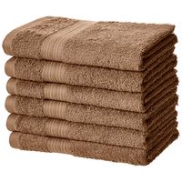 AmazonBasics Fade-Resistant Cotton Hand Towel - Pack of 6, Acorn Brown