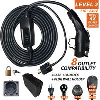 QC Charge - GoCable All-in-One Kit - Level 2 Electric Vehicle (EV) Charger - 110 Volts - 208 Volts - 240 Volts with 8 Outlet Compatibility