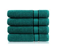 COTTON CRAFT Ultra Soft 4 Pack Oversized Extra Large Bath Towels 30x54 Teal Weighs 22 Ounces - 100% Pure Ringspun Cotton - Luxurious Rayon Trim - Ideal for Everyday use - Easy Care Machine wash