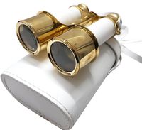 Shiny Brass Binocular with Leather Belt Vintage Style Binoculars Marine Brass Mini Binocular with Leather Case Collectible