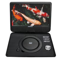 Koramzi Portable Swivel DVD Player with Rechargeable Battery / USB&SD Reader / AV Out / Headphone Jack / Remote Control/ AC-DC Power Adaptor/ Multi-Region DVD Format- PDVD (Medium, Black)