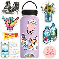 Lulu London - Cute Adventure VSCO Girl Stickers for Hydro Flask, Water Bottles, Laptops - 12 Pack Aesthetic Vinyl Waterproof Stickers- Made in The USA (Series 2)