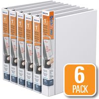 QuickFit PRO Heavy Duty Single Touch View Binder, 1 Inch, Locking D Ring, White, 6 Pack (90010-06)