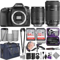 Canon EOS 80D DSLR Camera and Canon EF-S 18-135mm f/3.5-5.6 is USM + EF-S 55-250mm f/4-5.6 is STM Lens with Altura Photo Complete Accessory and Travel Bundle