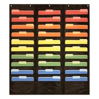 30 Pocket Storage Pocket Chart, Hanging Wall File Organizer by Essex Wares - Organize Your Assignments, Files, Scrapbook Papers & More (Black)
