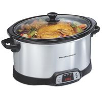 Hamilton Beach 8-Quart Programmable Slow Cooker With Digital Timer, Dishwasher-Safe Crock & Lid, Silver (33480)