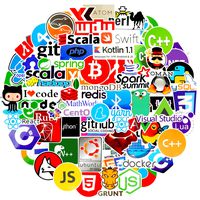 Laptop Stickers Pack for Technology Developer 72pcs Programming Vinyls Graffiti Stickers of IT Logo Cool Languages Series Logo,Developer Programmer Decoration,C# C++,Python,JS Java,Engineers Software
