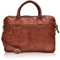 Leather Messenger bag for men 15" Laptop Satchel Shoulder Bag for Men and Women (Dark Tan Wash)