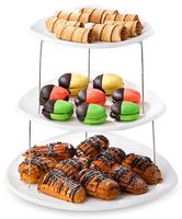 Twist Fold Party Tray, 3 Tier - The Decorative Plastic Appetizer Trays Twist Down and Fold Inside for Minimal Storage Space. an Elegant Tray for Serving Sandwiches, Cake, Sliced Cheese and Deli Meat.