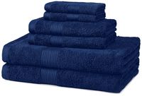 AmazonBasics 6-Piece Fade-Resistant Bath Towel Set - Navy Blue