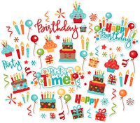 Paper Die Cuts - Birthday - Over 60 Cardstock Scrapbook Die Cuts - by Miss Kate Cuttables