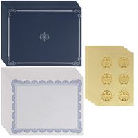 24 Pack Award Certificate Papers and Holders with 24 Gold Foil Seal Stickers, Letter Size, Navy Blue, 8.5 x 11 Inches