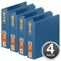 Wilson Jones Heavy Duty Round Ring Binder with Extra Durable Hinge, 2", Blue, 4-Pack (W70364-44-7462)