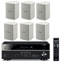 Yamaha 7.2-Channel Wireless Bluetooth 4K Network A/V Wi-Fi Home Theater Receiver + Yamaha High-Performance Natural Surround Sound 2-Way Indoor/Outdoor Weatherproof Speaker System (Set of 6)