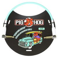 Pig Hog PCH1SGR Right-Angle 1/4" Seafoam Green Instrument Patch Cable, 1 Foot