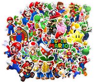 Super Mario 50PCS Stickers Waterproof Durable Decoration for Laptop, Water Bottle, Room Decor, Wall,Hydroflask, MacBook, Scrapbook Home Graffiti Kids Birthday Party, Extra Durable Vinyl