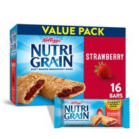 Kellogg's Nutri-Grain Soft Baked Strawberry Breakfast Bars - School Lunchbox Snacks, Individual Wrapped Bars, 16 Count (Pack of 3)