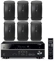 Yamaha 7.2-Channel Wireless Bluetooth 4K Network A/V Wi-Fi Home Theater Receiver + Yamaha High-Performance Natural Surround Sound 2-Way Indoor/Outdoor Weatherproof Speaker System (Set of 6)