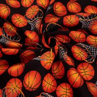 Timeless Treasures Basketballs, Black/Orange
