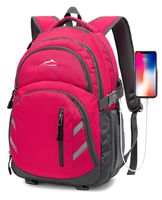 Backpack For School College Student Business Travel Bookbag with USB Charging Port (Pink)