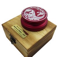 Riverstone Audio - Rock & Roll Series 380 Record Weight Turntable Stabilizer (380 g) - Anodized Aluminum - Laser Engraved Yin Yang Dragons - Color: (Viper Red)